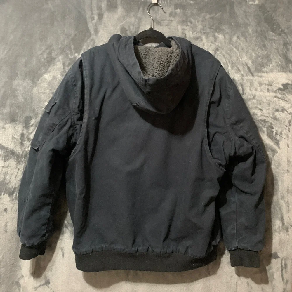 Lee Jacket Mens XL LM33JK686 Black Sherpa Lined Hooded Workwear EUC